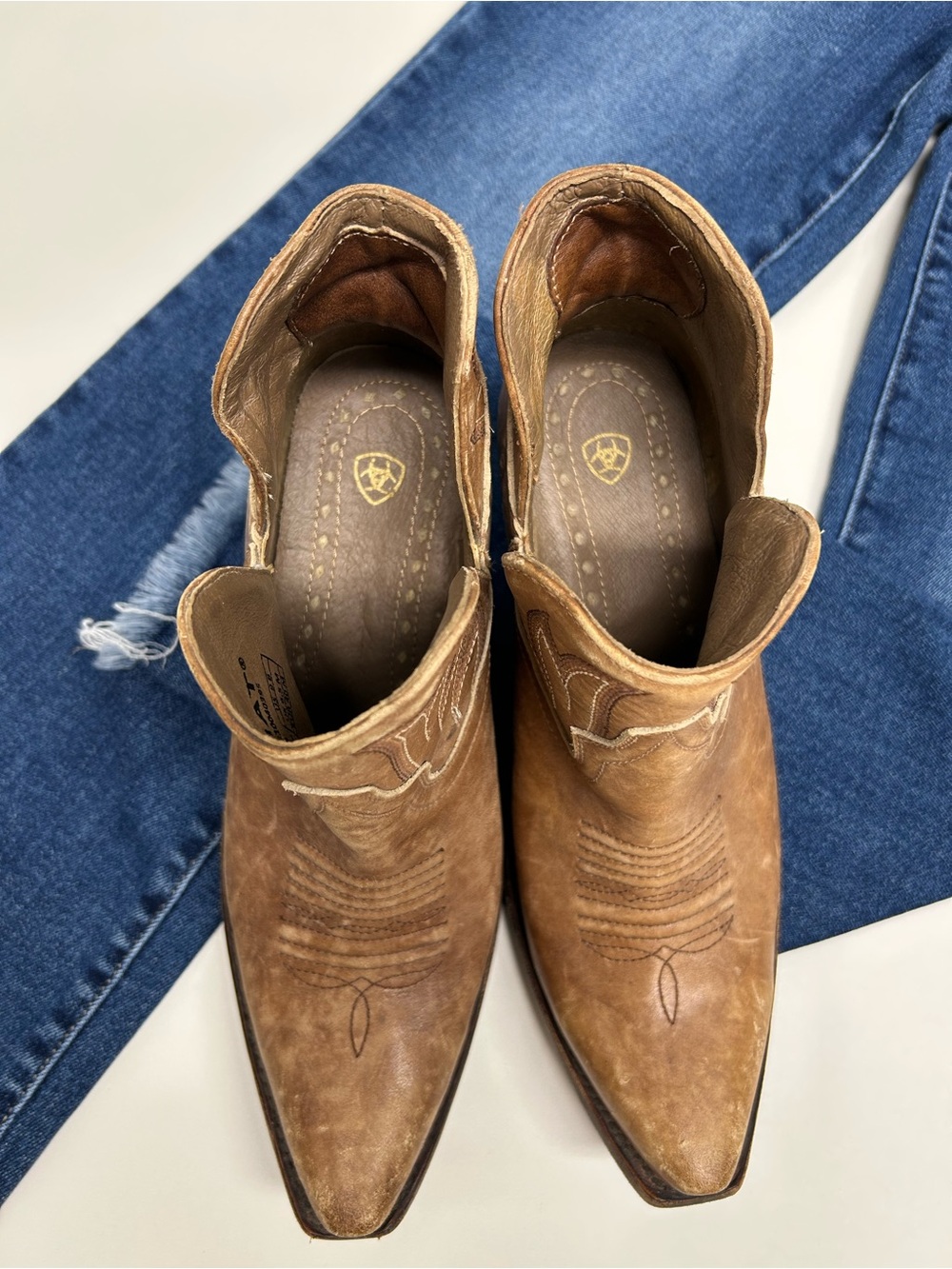 Ariat Brown Suede Western Cutout Ankle Booties - Picture 9 of 10